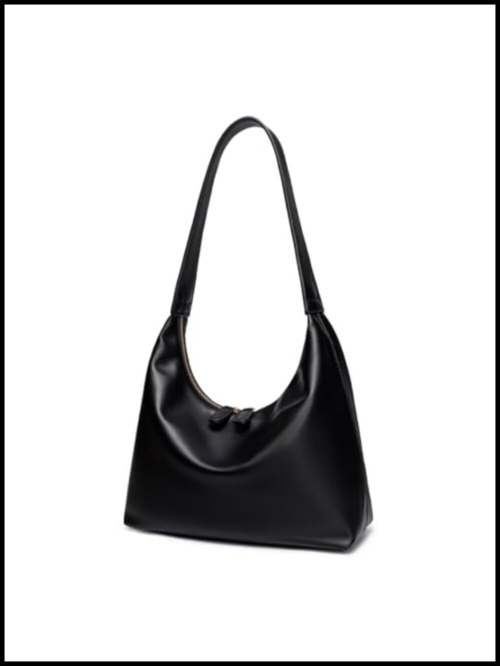 Small Faux Leather Hobo Shoulder Bag Cute Double Zipper Underarm Purse
